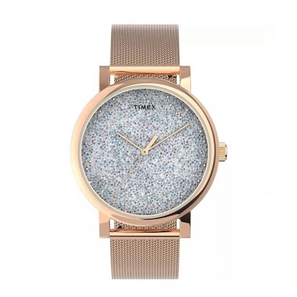 Timex Crystal Opulence Rose Gold Steel Mesh‎ Bracelet Watch